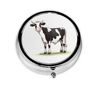 Round Dairy Cow Pill Box Cute Small Pill Box 3 Compartments Handbag Pill Organizer Portable Pill Box for Vitamin Medicine Fish Oil