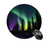 Round Dark Northern Lights Print Mouse Pad Non-Slip Rubber Base Waterproof Mouse Mat Travel Portable Gaming Mousepad for Office Work Home Computer Laptop Personalized Accessory