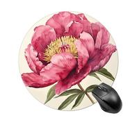 Round Dark Peach Peony Flower Mouse Pad Non-Slip Rubber Base Waterproof Mouse Mat Travel Portable Gaming Mousepad for Office Work Home Computer Laptop Personalized Accessory