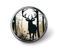 Round Deer Silhouette Lapel Pin Metal Custom Pins Personalized Decoration Lapel Badge Small Brooch Hat Shirt Tie Sweater Clothes Accessories Decoration for Men Women
