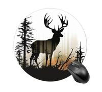 Round Deer Silhouette Mouse Pad Non-Slip Rubber Base Waterproof Mouse Mat Travel Portable Gaming Mousepad for Office Work Home Computer Laptop Personalized Accessory