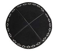 Round Designs Black Suede Kippah 16 cm Star of David Design
