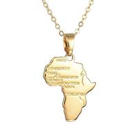 Round Designs Gold Africa Necklace Pendant & 22 Inch Chain