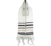 Round Designs Messianic Menorah Tallit Prayer Shawl Tzitzit Jewish Christian Scarf Man Woman (Black Messianic)
