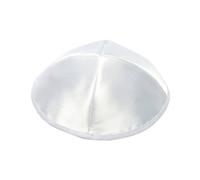 Round Designs White Satin Yarmulke Kippah 19 cm