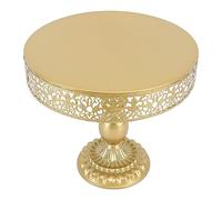 Round Dessert Stand, 29.2x30.5cm Golden Cake Holder with Base and Lace Design Easy Assembly Dessert Display Plate for Wedding Birthday Anniversary Party Celebration (L)