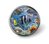 Round Different Fish Brooch Classic Mini Pin 1 Inch Aluminum Alloy Lapel Pin Personalized Button Badge for Backpack Hat Suit Jacket Clothing Decoration