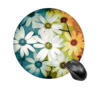 Round Different Flowers Mouse Pad Non-Slip Rubber Small Cute Mouse Pad Mini Travel Gaming Mousepad Washable Funny Computer Mat Waterproof for Laptop Office Home Men Women