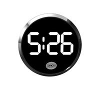 Round Digital Car Clock, Car Mini Digital Clock for Dashboard, Car Interior, Small Mini Car Dashboard Accessories, Digital Timer Easy To Read Time for Automotive Boat Bike Decoration (Silver)