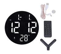 Round Digital Wall Clock, Wall Mounted Digital Clock 12 24Hr USB Powered Silent Modern LED Wall Clock for Office Living Room Bedroom Classroom