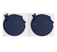 Round Dining Garden Chair Cushion Foam Seat Cushions Tie On Seat Pads Pack of 2 (navy)