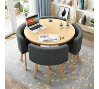 Round Dining Room Table and Chairs Set for 4 - Multifunctional Conference Table Office Reception Furniture Business Negotiation Setup 80cm/31.5in