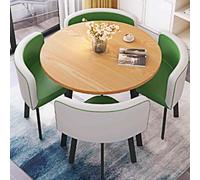 Round Dining Room Table Set with 4 Chairs - Farmhouse & Mid Century Modern Design for Living Room Office Conference Reception - 8 Color Options Available (Brown)