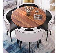 Round Dining Room Table Set with 4 Chairs - Mid Century Modern Farmhouse Style for Living Room Office Conference Reception - Multi-Colored Options Available