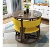 Round Dining Table and Chairs Set, Retro Style Office Desk & Chair Combination for Coffee Shop and Reception Areas