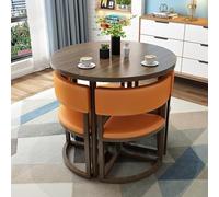 Round Dining Table and Chairs Set, Retro Style Office Desk & Chair Combination for Coffee Shop and Reception Areas