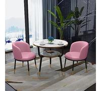 Round Dining Table & Chairs Set for Small Spaces 2Tier Design Coffee Color Ideal for Office Reception and Café with Storage Solution.