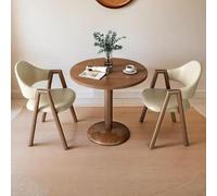 Round Dining Table for 2, Light Gray Wood, Space-Saving Design for Dining Room or Restaurant, Compact Furniture, Modern Aesthetic, Perfect for Small Spaces