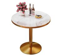 Round Dining Table for 4-6 Modern Industrial Faux Marble & Metal Coffee Table Small Round Wood Table for Home Office Living Room Kitchen Decor.