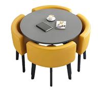 Round Dining Table for Banquets & Clubs, Stylish Conference Table, Simple Kitchen Dining Table for Leisure (Yellow + Gray) - Modern Design & Versatile Use