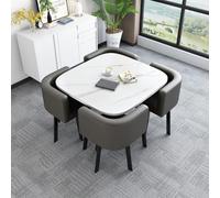 Round Dining Table Set - 5 Pieces with 90 x 75 cm Round Table & 4 Chairs - Perfect for Dining Room, Conference Rooms, and Versatile Spaces