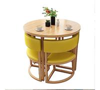 Round Dining Table Set for 4-80CM Coffee Table & Backrest Chairs Modern Small Conference & Office Furniture Stylish Dining Room Decor in PU-KH Color