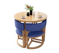 Round Dining Table Set for 4-80CM Coffee Table with Ergonomic Backrest Chairs Compact Office Conference Table Stylish Kitchen Furniture (Color: PU-KH)