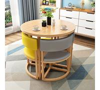 Round Dining Table Set for 4 Compact Office Reception & Conference Room Furniture 80cm Small Space Coffee & Breakfast Table for Apartment Kitchen Balcony Lounge (Color: Mix)