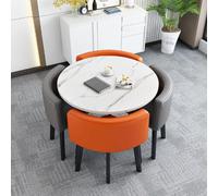 Round Dining Table Set for 4 - Space-Saving Conference Table with Chairs Ideal for Office Reception & Meeting Rooms Compact Design 31.5" L x 29.5" H