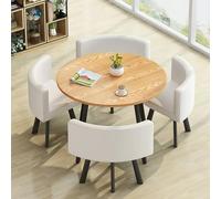 Round Dining Table Set for 4 - Space-Saving Design with PU Leather Chairs for Business Meetings, Conference Room, Office Reception, and Club Negotiation