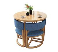 Round Dining Table Set for 4 with Backrest Chairs - 80CM Coffee Table for Small Spaces Office Reception Modern Kitchen Furniture PU-KH Color