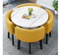 Round Dining Table Set for 4 with Chairs, Mid Century Modern Farmhouse Style for Living Room, Office, Conference, Reception, Multi-Color Options (Style 52)
