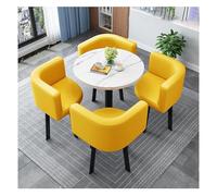 Round Dining Table Set for 4 with Chairs, Simple Leisure Table & Chair Combination, Ideal for Reception Room, Brown, 60x60x75cm