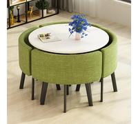 Round Dining Table Set for 4 with Chairs - Space-Saving Wood Table for Smals Perfect for Conference Rooms Offices & Patios - Ele Dining Room Fur