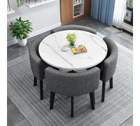 Round Dining Table Set for 4 with Chairs - Stylish Modern Desk & Chair Set for Office, Lounge or Home Use