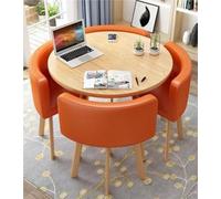 Round Dining Table Set for 4 with Stylish Chairs - Mid Century Modern Farmhouse Table for Living Room Office Conference Reception - Versatile Multi-Color Design (Style 54)
