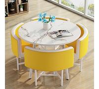 Round Dining Table Set for Home & Office - 80cm (31.5in) Diameter, 1 Table & 4 Chairs, Ideal for Family & Business Reception, Conference Room Furniture, A-27