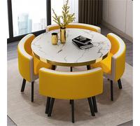 Round Dining Table Set for Kitchen & Breakfast Bar 5-Piece Set with 1 Round Table & 4 Chairs Conference Table 80x75cm/31.5x29.5in Stylish & Space-Saving Design