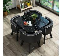 Round Dining Table Set for Kitchen & Breakfast Bar 5-Piece Set with 1 Round Table & 4 Chairs Conference Table 80x75cm/31.5x29.5in Modern & Stylish Design