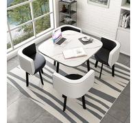 Round Dining Table Set for Kitchen & Breakfast Bar 80x75cm Small Round Table with Chairs Modern Conference & Dining Room Furniture Stylish Home Decor