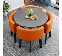 Round Dining Table Set Simple 80cm Reception Table with Chairs Low Coffee Table for Conference Room Hotel Balcony Meeting Space - Gold Finish