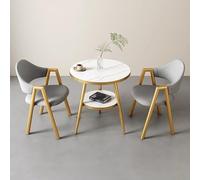 Round Dining Table Set with 2 Chairs Kitchen Furniture Group for Living Room Balcony & Dining Room Upholstered Chairs in Faux Leather/Fabric Modern Design