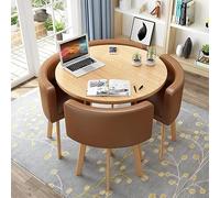 Round Dining Table Set With 4 Chair, Small Office Conference Room Tables and Chairs,Modern Leisur Dining Room Furniture for kitchen Lounge Living Room(80cm(31.5"), L)