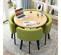 Round Dining Table Set With 4 Chair, Small Office Conference Room Tables and Chairs,Modern Leisur Dining Room Furniture for kitchen Lounge Living Room(80cm(31.5"), Green A)