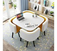 Round Dining Table Set With 4 Chair, Small Office Conference Room Tables and Chairs,Modern Leisur Dining Room Furniture for kitchen Lounge Living Room(80cm(31.5"), U)