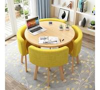 Round Dining Table Set With 4 Chair, Small Office Conference Room Tables and Chairs,Modern Leisur Dining Room Furniture for kitchen Lounge Living Room(80cm(31.5"), Yellow A)