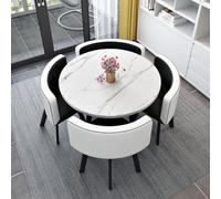 Round Dining Table Set with 4 Chairs - 5-Piece Kitchen Breakfast Bar Furniture - 31.5"x29.5" Round Table and Chairs for Dining Room and Kitchen, Modern Design