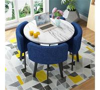 Round Dining Table Set with 4 Chairs - 5-Piece Kitchen Breakfast Bar Furniture, 80x75cm (31.5x29.5in), Modern Round Table and Chair Set for Dining Room, Kitchen, and Bistro