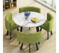 Round Dining Table Set with 4 Chairs 5Piece Breakfast Bar Fur for Kitchen & Dining Room 80x75cm/31.5x29.5in Round Table and Chair Combo