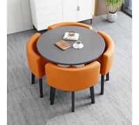 Round Dining Table Set with 4 Chairs 80 cm Modern Conference & Reception Table Stylish Design for Dining Room Café and Small Spaces Contemporary Furniture